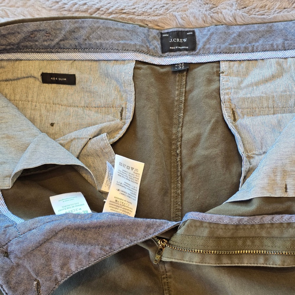 J.Crew 484 Slim Fit Chino Pants Mens 32x32 Olive Green Stretch Re-Imagined - Picture 3 of 7